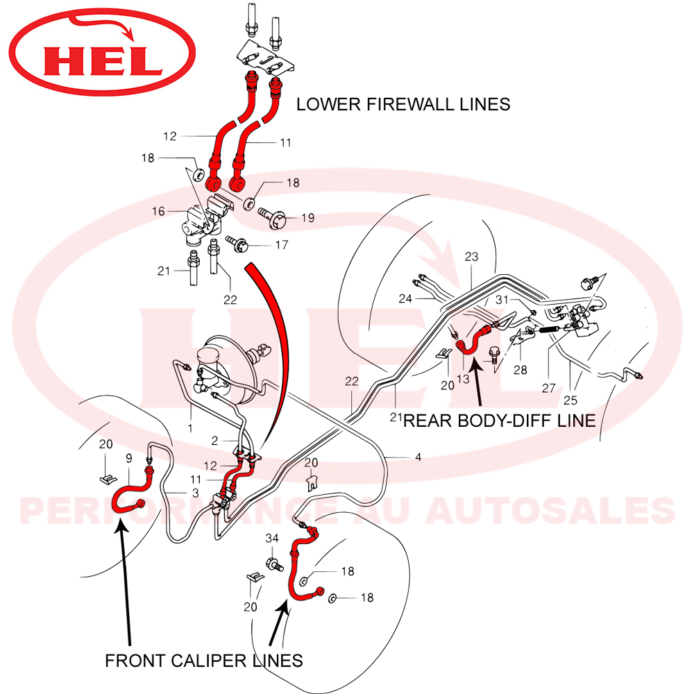 HEL Brake Line Kit - Suzuki Jimny Gen 3 JB43 NON ABS 98-06 (+50mm body lift)